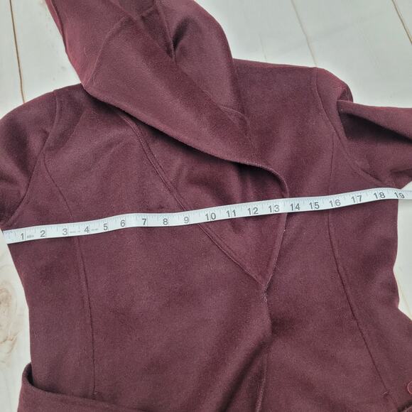 Tahari purple wool wrap coat oversized collar - Picture 4 of 7